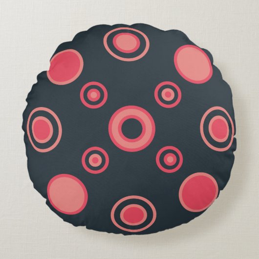 ミッドセンチュリーモダンの夏の夕日 ラウンドクッション (正面)