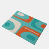 ミッドセンチュリーモダンの寄木模様パーソナライズされた ドアマット (アングル)