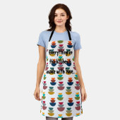 ミッドセンチュリーモダンの明るいミニマリズム エプロン (着用した状態)