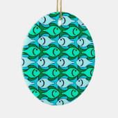 ミッドセンチュリーモダンの魚、翡翠の緑とアクア セラミックオーナメント (右)