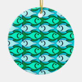 ミッドセンチュリーモダンの魚、翡翠の緑とアクア セラミックオーナメント (正面)