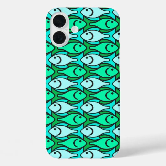 ミッドセンチュリーモダンの魚、翡翠の緑とアクア Case-Mate iPhoneケース (裏面)