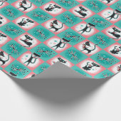 ミッドセンチュリーモダンの黒猫ギフトラップ ラッピングペーパー (角)