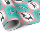 ミッドセンチュリーモダンの黒猫ギフトラップ ラッピングペーパー (ロールコーナー)