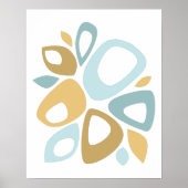 ミッドセンチュリーモダンアクアイエロー抽象芸術装飾用クッション ポスター (正面)