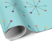 ミッドセンチュリーモダンアトミックエイジアクアブルーパターン ラッピングペーパー (ロールコーナー)