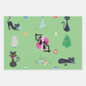 ミッドセンチュリーモダンアトミックキャットクリスマスホリデー ラッピングペーパーシート (正面2)