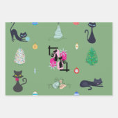 ミッドセンチュリーモダンアトミックキャットクリスマスホリデー ラッピングペーパーシート (正面)