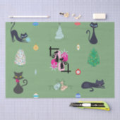 ミッドセンチュリーモダンアトミックキャットクリスマスホリデー 薄葉紙 (クラフト)