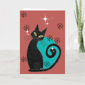 ミッドセンチュリーモダンアトミックキャットレトロハッピーバースデー カード (裏面)