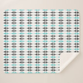 ミッドセンチュリーモダンアトミックスタイルターコイズブラック シェルパブランケット (正面(横))