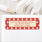 ミッドセンチュリーモダンアトミックスターズレトロレッド&クリーム ラベル (インサイチュ)