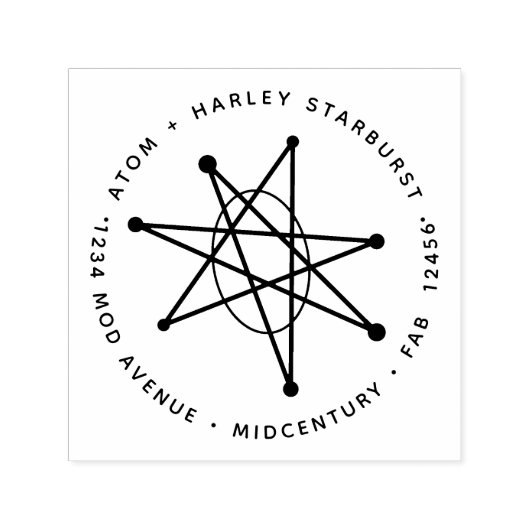 ミッドセンチュリーモダンアトミックスターバスト銀河系MCM セルフインキングスタンプ (デザイン)