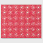 ミッドセンチュリーモダンアトミックスノーフレーククリスマスレッド ラッピングペーパー (フラット)