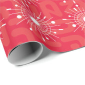 ミッドセンチュリーモダンアトミックスノーフレーククリスマスレッド ラッピングペーパー (ロールコーナー)