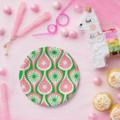 ミッドセンチュリーモダンアトミックドロップパターングリーンピンク ペーパープレート (パーティー)