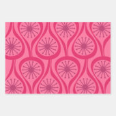 ミッドセンチュリーモダンアトミックドロップパターン熱ピンク ラッピングペーパーシート (正面)