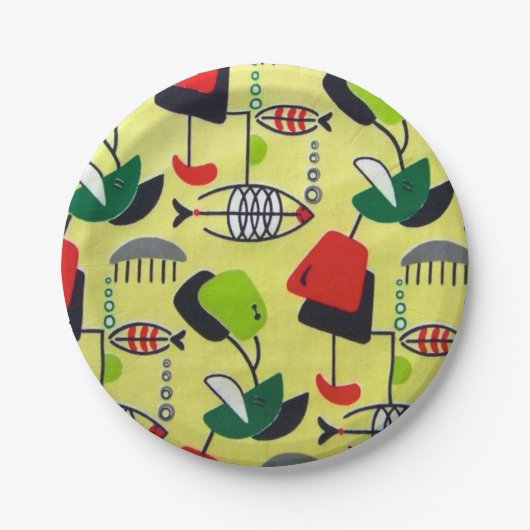ミッドセンチュリーモダンアトミックフィッシュ紙プレート ペーパープレート (正面)