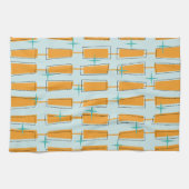 ミッドセンチュリーモダンアトミックブロックアクア、オレンジ キッチンタオル (横)