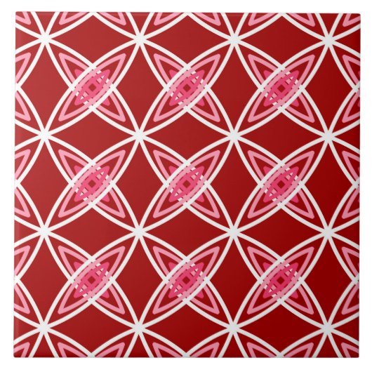 ミッドセンチュリーモダンアトミックプリント – ダークレッド タイル (正面)