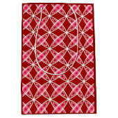 ミッドセンチュリーモダンアトミックプリント – ダークレッド ミディアムペーパーバッグ (正面)