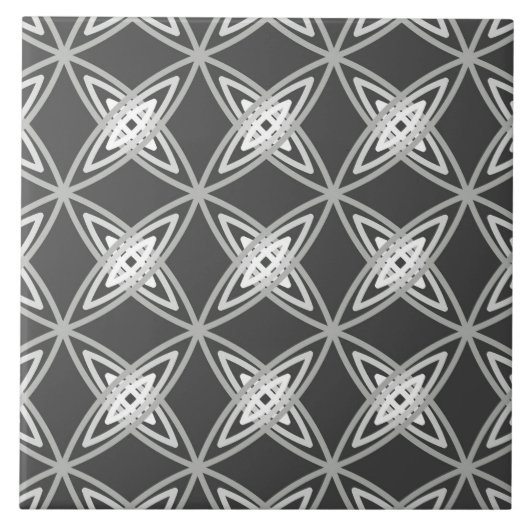 ミッドセンチュリーモダンアトミックプリント – 木炭グレー タイル (正面)