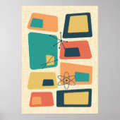 ミッドセンチュリーモダンアトミック幾何学抽象芸術 ポスター (正面)