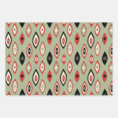 ミッドセンチュリーモダンアトミック形状グリーン、レッド、ブラック ラッピングペーパーシート (正面2)