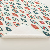 ミッドセンチュリーモダンアトミック形状レッド、アクア、ティール(緑がかった色) シェルパブランケット (3/4)