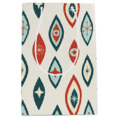 ミッドセンチュリーモダンアトミック形状レッド、アクア、ティール(緑がかった色) ミディアムペーパーバッグ (正面)