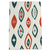 ミッドセンチュリーモダンアトミック形状レッド、アクア、ティール(緑がかった色) ミディアムペーパーバッグ (裏面)