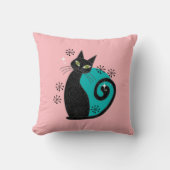 ミッドセンチュリーモダンアトミック猫のレトロアドレス クッション (正面)