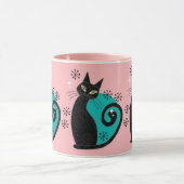 ミッドセンチュリーモダンアトミック猫のレトロアドレス マグカップ (中央)