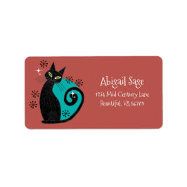 ミッドセンチュリーモダンアトミック猫のレトロアドレス ラベル