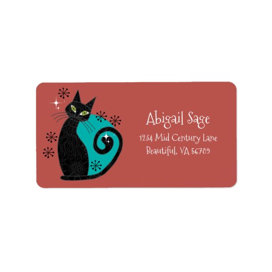 ミッドセンチュリーモダンアトミック猫のレトロアドレス ラベル (正面)