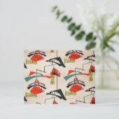 ミッドセンチュリーモダンアトミック生地はがき ポストカード (スタンド正面)