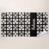 ミッドセンチュリーモダンアトミック1950年代レトロパーソナライズされた ビーチタオル (正面)