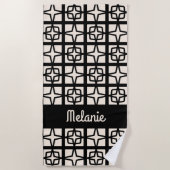 ミッドセンチュリーモダンアトミック1950年代レトロパーソナライズされた ビーチタオル (正面)