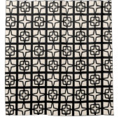 ミッドセンチュリーモダンアトミック1950年代レトロブラッククリーム シャワーカーテン (正面)