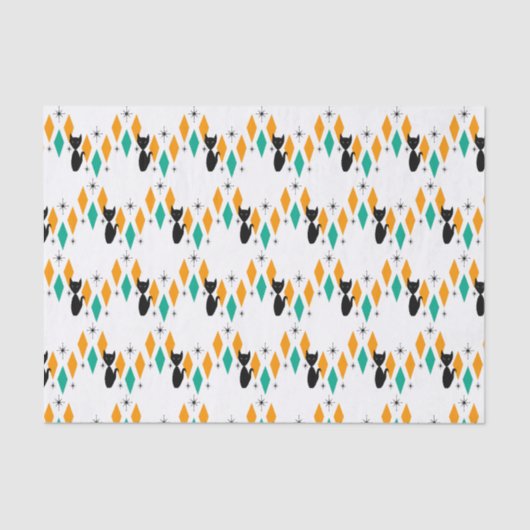 ミッドセンチュリーモダンアトミック・ダイヤモンドスターバスト猫 薄葉紙 (正面)