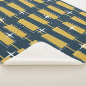 ミッドセンチュリーモダンアトミック・ブロック海軍、マスタード シェルパブランケット (3/4)