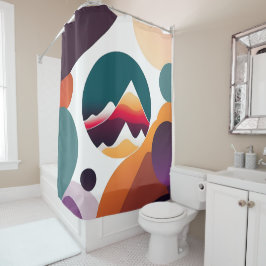 ミッドセンチュリーモダンアートシャワーカーテン シャワーカーテン