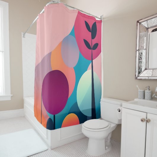 ミッドセンチュリーモダンアートシャワーカーテン シャワーカーテン (インサイチュ)