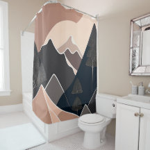 ミッドセンチュリーモダンアートシャワーカーテン