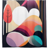 ミッドセンチュリーモダンアートシャワーカーテン シャワーカーテン (正面)