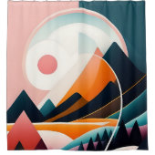 ミッドセンチュリーモダンアートシャワーカーテン シャワーカーテン (正面)