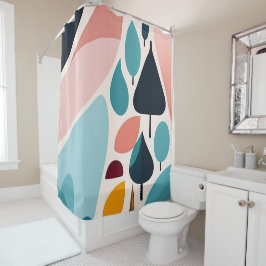 ミッドセンチュリーモダンアートシャワーカーテン シャワーカーテン
