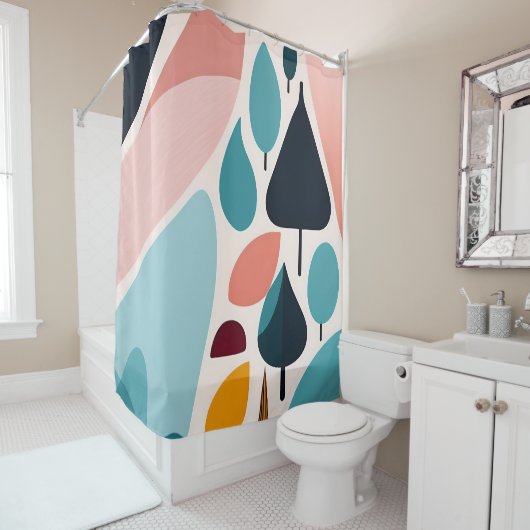 ミッドセンチュリーモダンアートシャワーカーテン シャワーカーテン (インサイチュ)