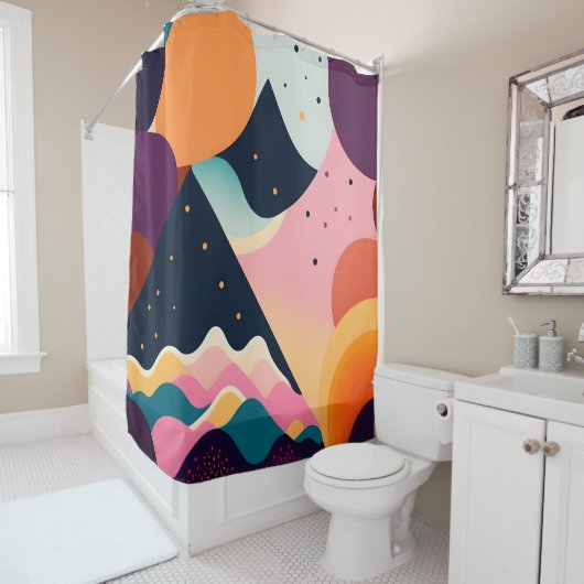 ミッドセンチュリーモダンアートシャワーカーテン シャワーカーテン (インサイチュ)