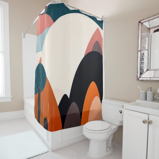 ミッドセンチュリーモダンアートシャワーカーテン – Elevate Yo シャワーカーテン (インサイチュ)